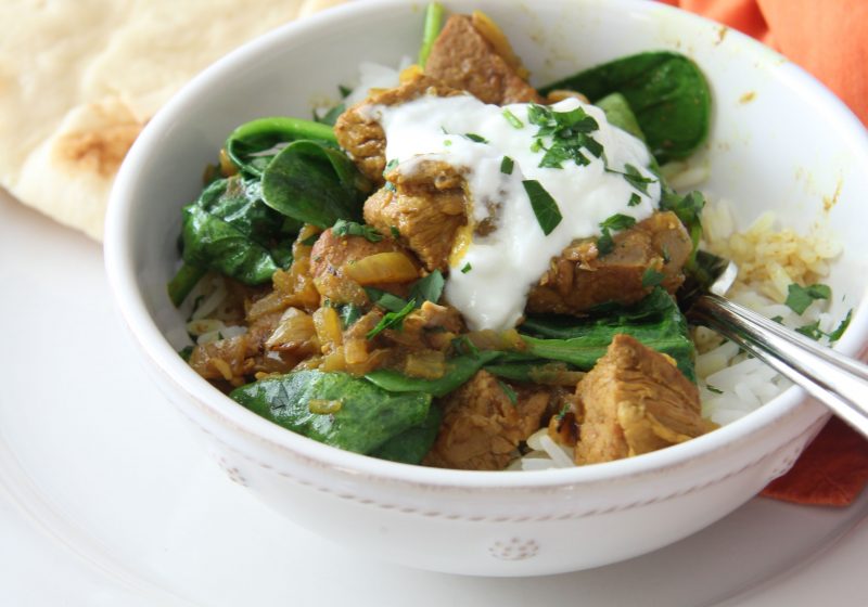 Ridgely Brode, Lifestyle Blogger, revisists and old favorite - Slow Cooker Lamb and Spinach Curry. It is really good and be prepared for a kick!