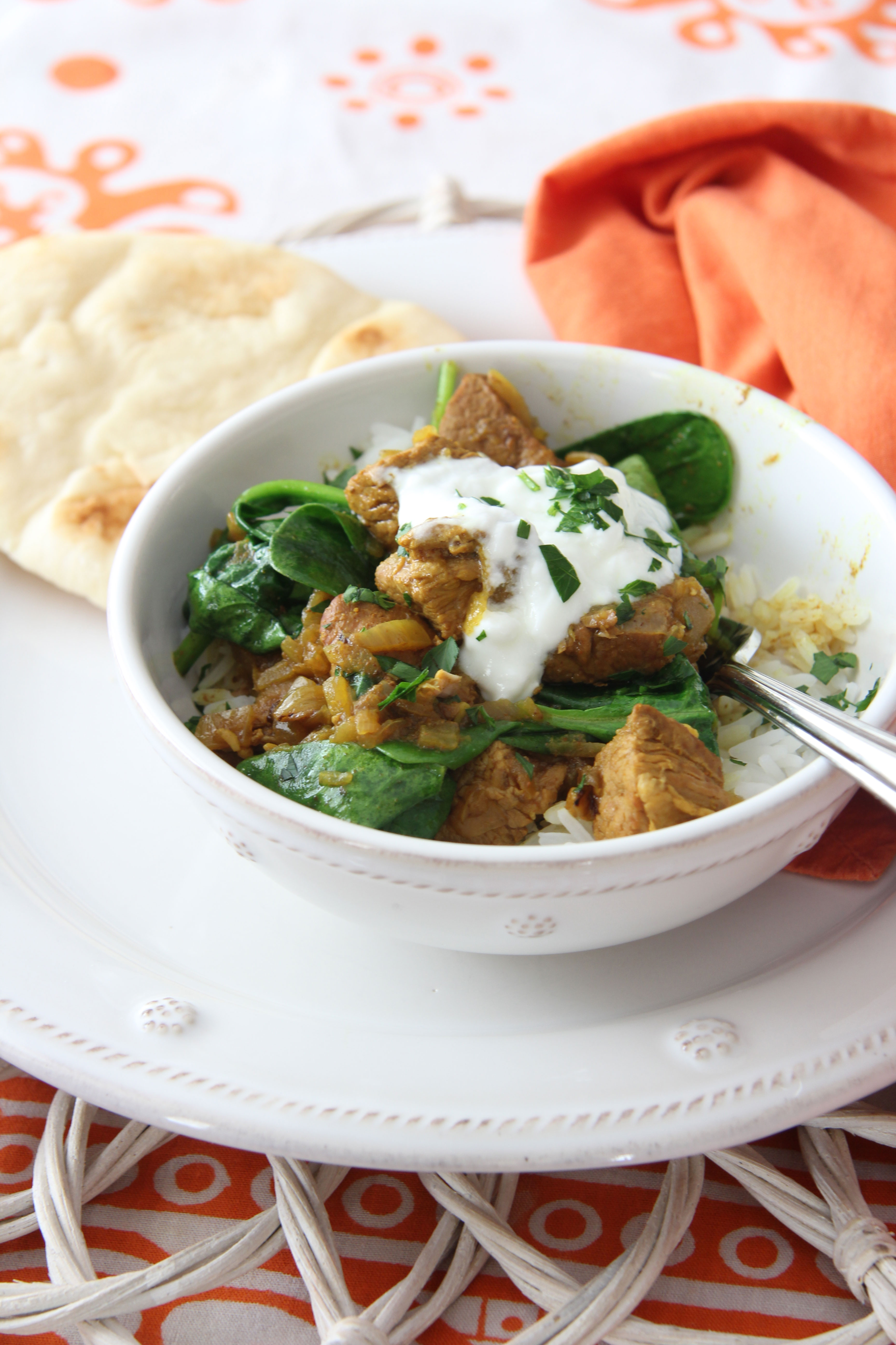 Ridgely Brode, Lifestyle Blogger, revisists and old favorite - Slow Cooker Lamb and Spinach Curry. It is really good and be prepared for a kick!