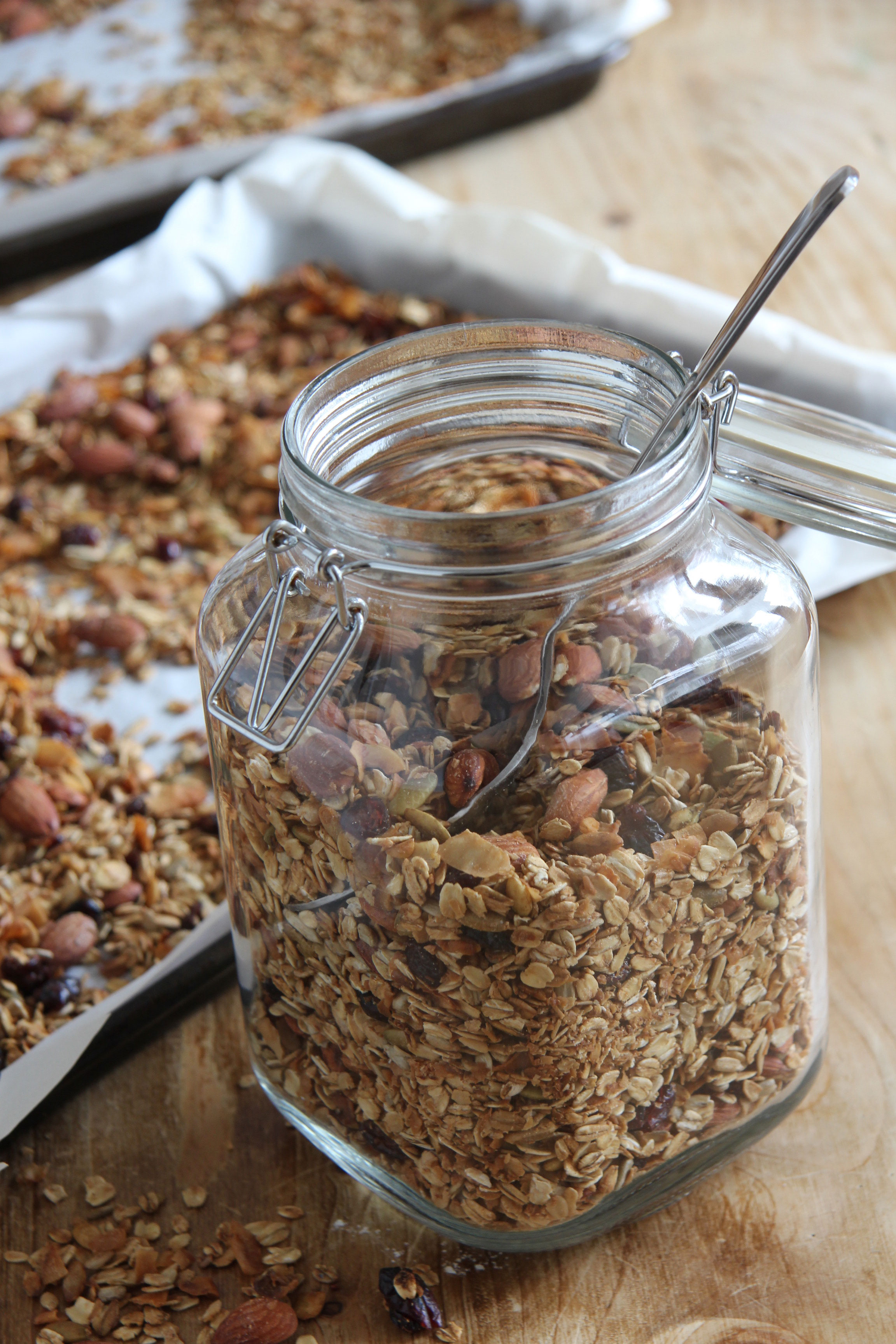 Making your own granola is super easy! Try this Homemade Gluten Free Granola recipe for your morning breakfast or a snack on the go!