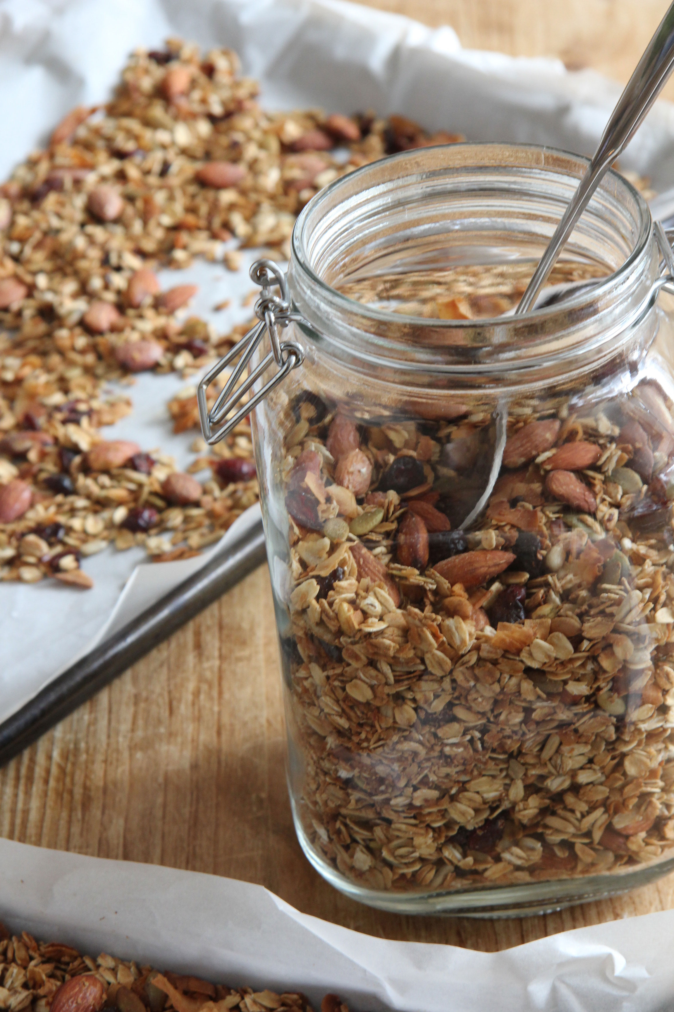 Making your own granola is super easy! Try this Homemade Gluten Free Granola recipe for your morning breakfast or a snack on the go! 