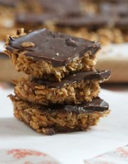 These homemade Dark Chocolate covered Granola bars are better than any store bought version. They are the perfect healthy sweet treat! and Gluten Free!