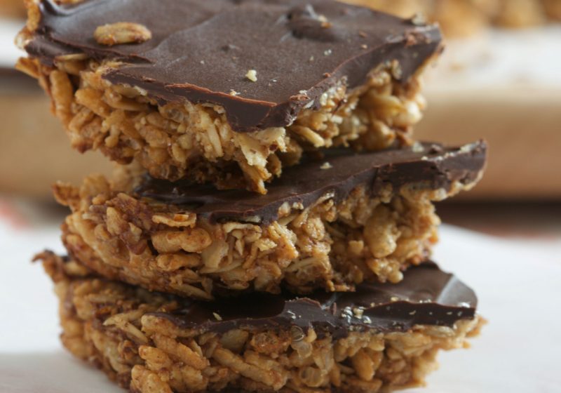 These homemade Dark Chocolate covered Granola bars are better than any store bought version. They are a healthy and Gluten Free sweet treat!