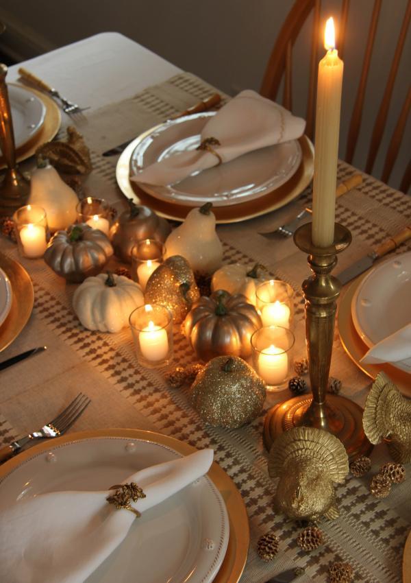 Set Your Thanksgiving Table with DIY Metallic and Glitter Gourds