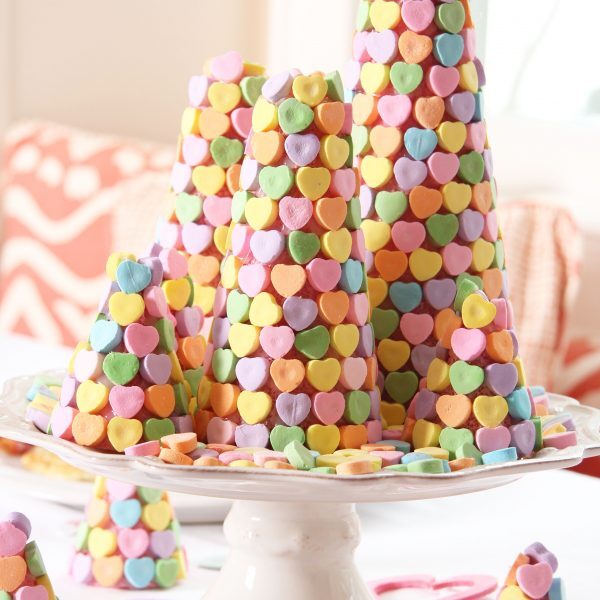 Celebrate Valentine's Day with these easy DIY Sweetheart Candy Trees you can use year after year and Heart Waffles.