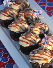 These salted caramel frosted chocolate cupcakes are so good! The right mix of chocolate and salty caramel that one is not enough of this sweet treat!