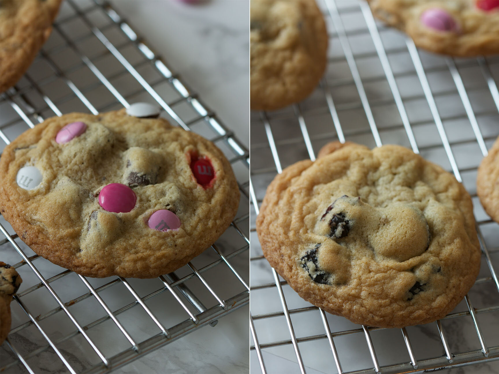 Make these swoon worthy Chocolate Chunk Cookies with Valentine colored M&M'S® and dried cherries for a Valentine's Treat! One is not enough!