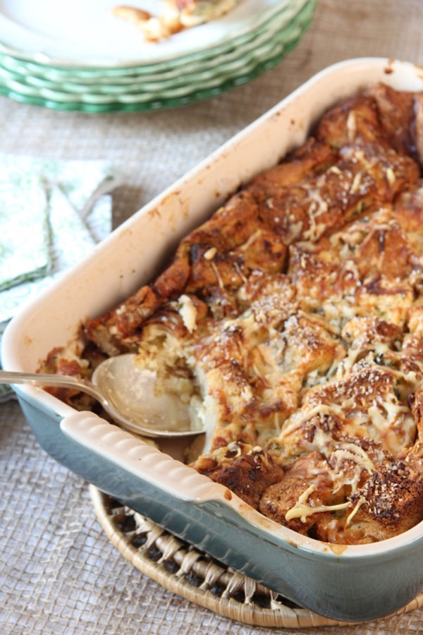 This leak bread pudding makes a perfect dinner accompanied by a big green salad or as a side dish with Steak or Turkey. It's delicious!