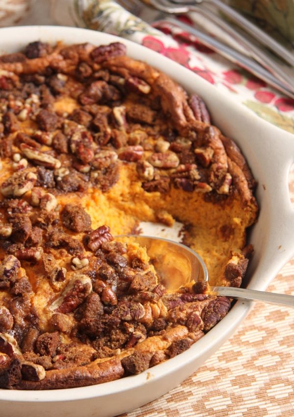 Sweet Potato Pudding With Pecan and Gingersnap Topping