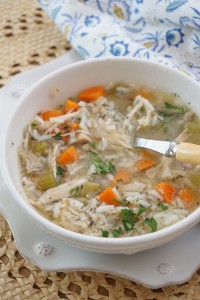 Ridgely Brode makes Chicken Soup is her Slow Cooker on her blog Ridgely's Radar