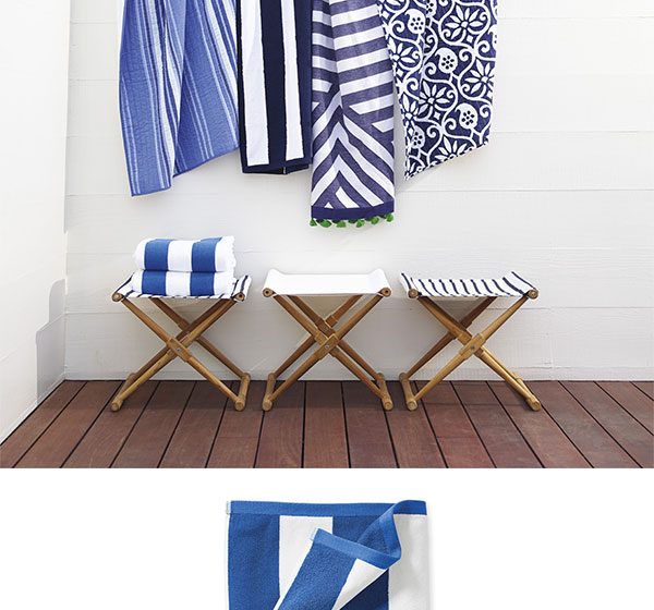 Ridgely Brode is shopping for new towels for those long, warm, sunny days of Summer and shares her favorite blue ones on her blog, Ridgely's Radar.
