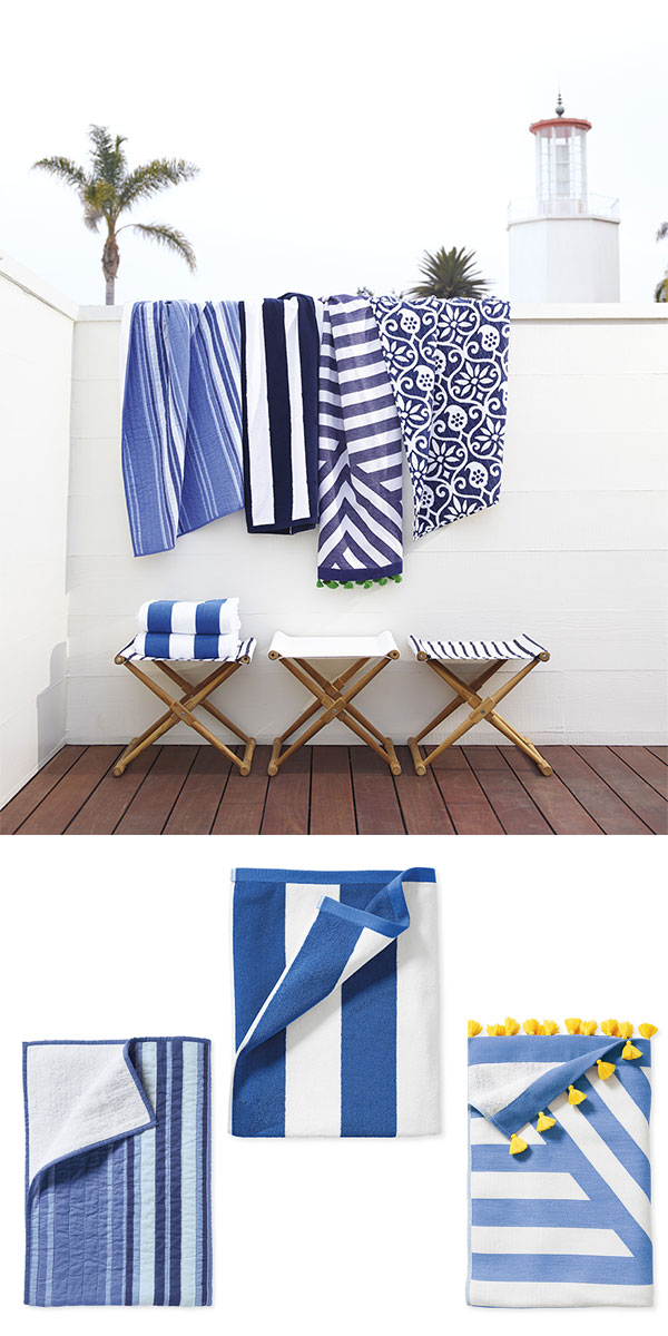 Ridgely Brode is shopping for new towels for those long, warm, sunny days of Summer and shares her favorite blue ones on her blog, Ridgely's Radar.
