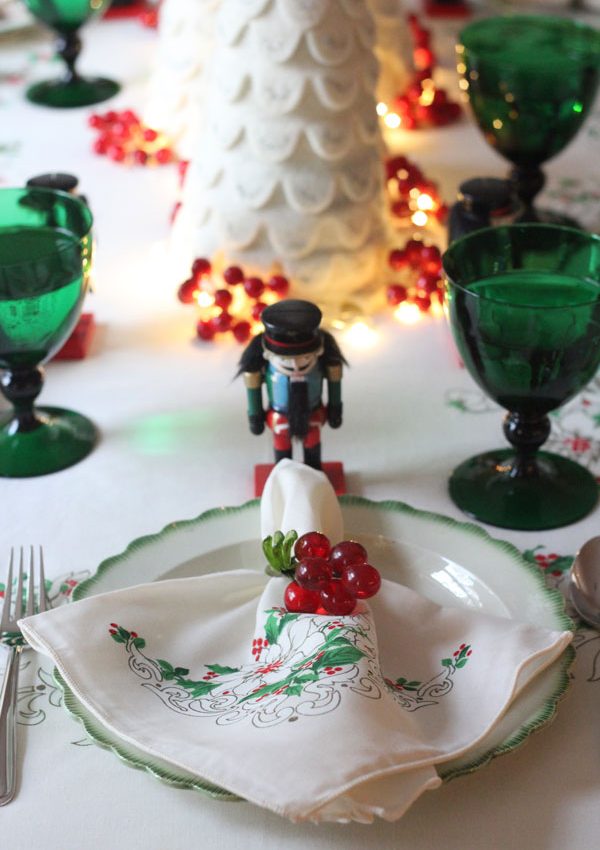 Setting a Festive Table for Christmas with Vintage Finds