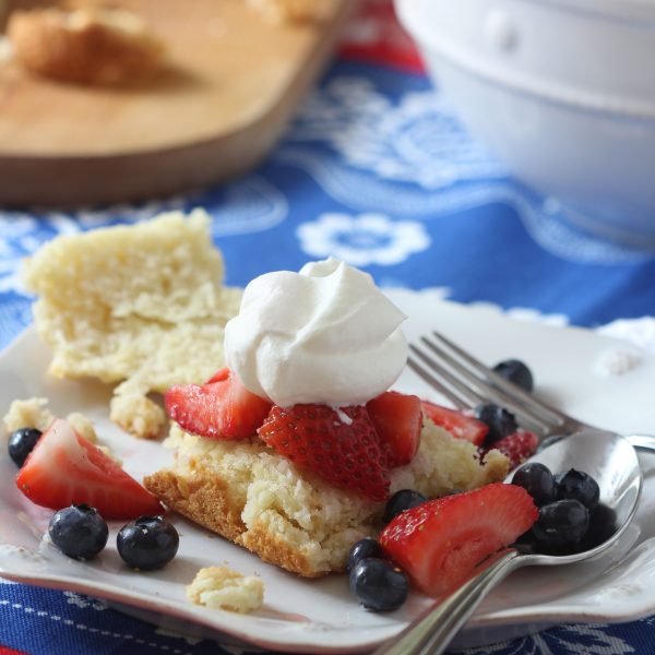 Looking for a red, white and blue dessert that is also super easy to make and delicious? Make this strawberry and blueberry shortcake!