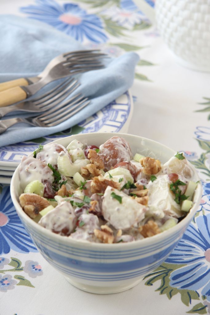 Waldorf Potato Salad | Ridgely's Radar Ridgely Brode makes a delicious, no fuss, make ahead, Waldorf Potato Salad for a beach picnic on her blog, Ridgely's Radar.