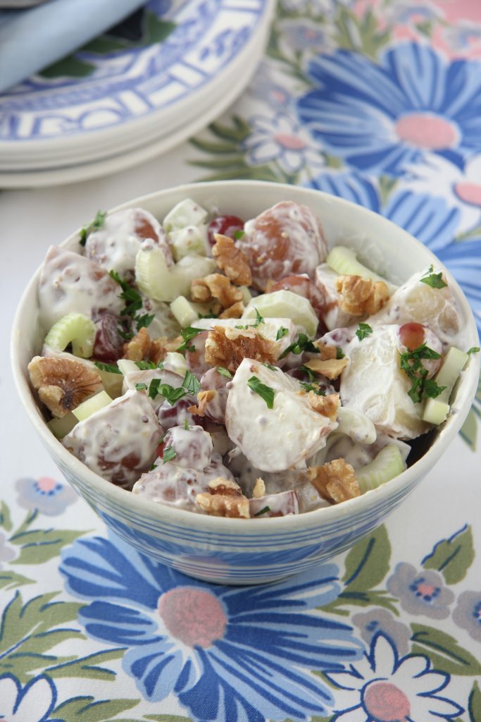 Waldorf Potato Salad | Ridgely's Radar Ridgely Brode makes a delicious, no fuss, make ahead, Waldorf Potato Salad for a beach picnic on her blog, Ridgely's Radar.