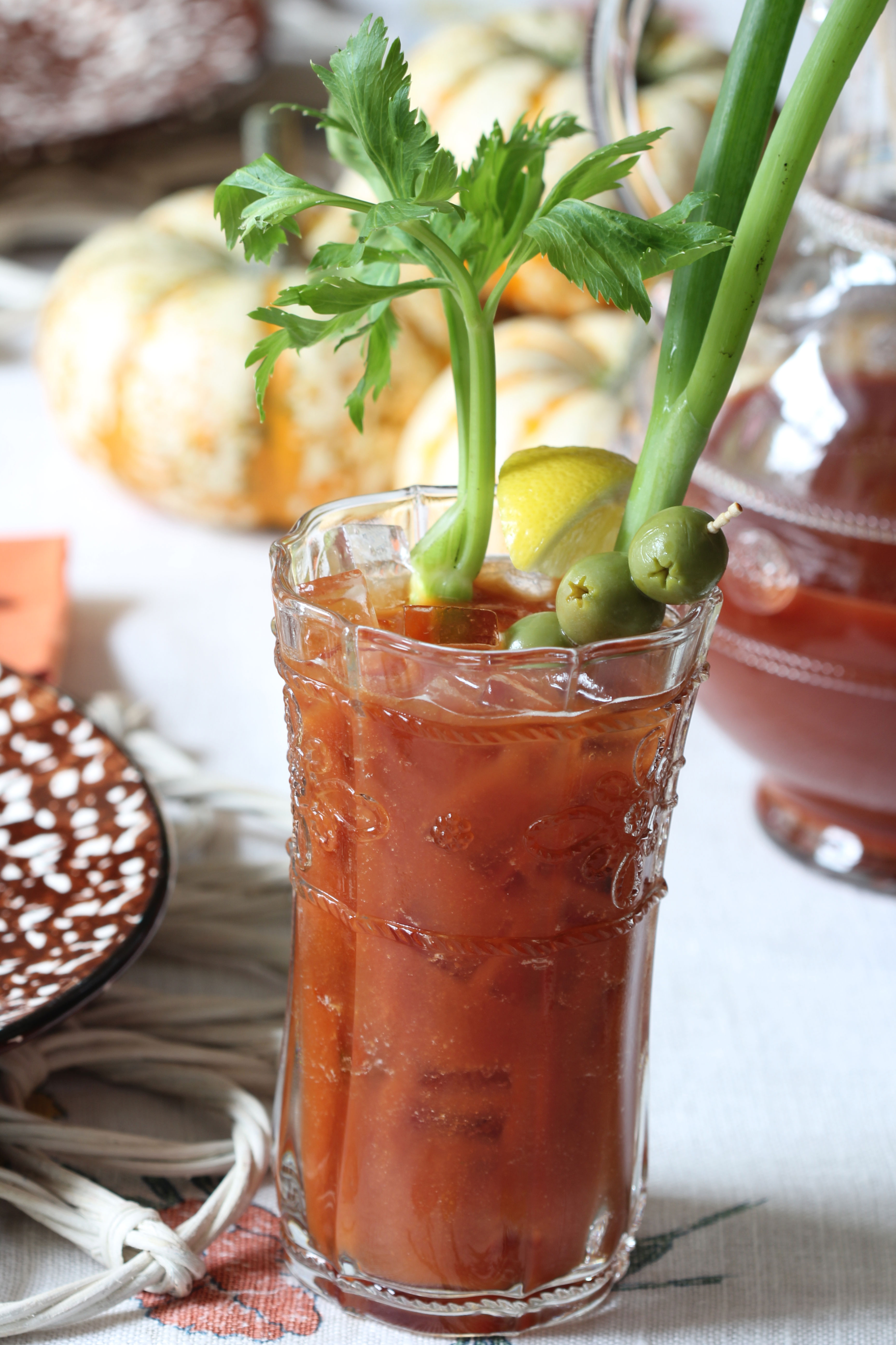 Nothing says Weekend Brunch better than a round of fresh Bloody Mary's with a garnish of celery, olives and lemon. 
