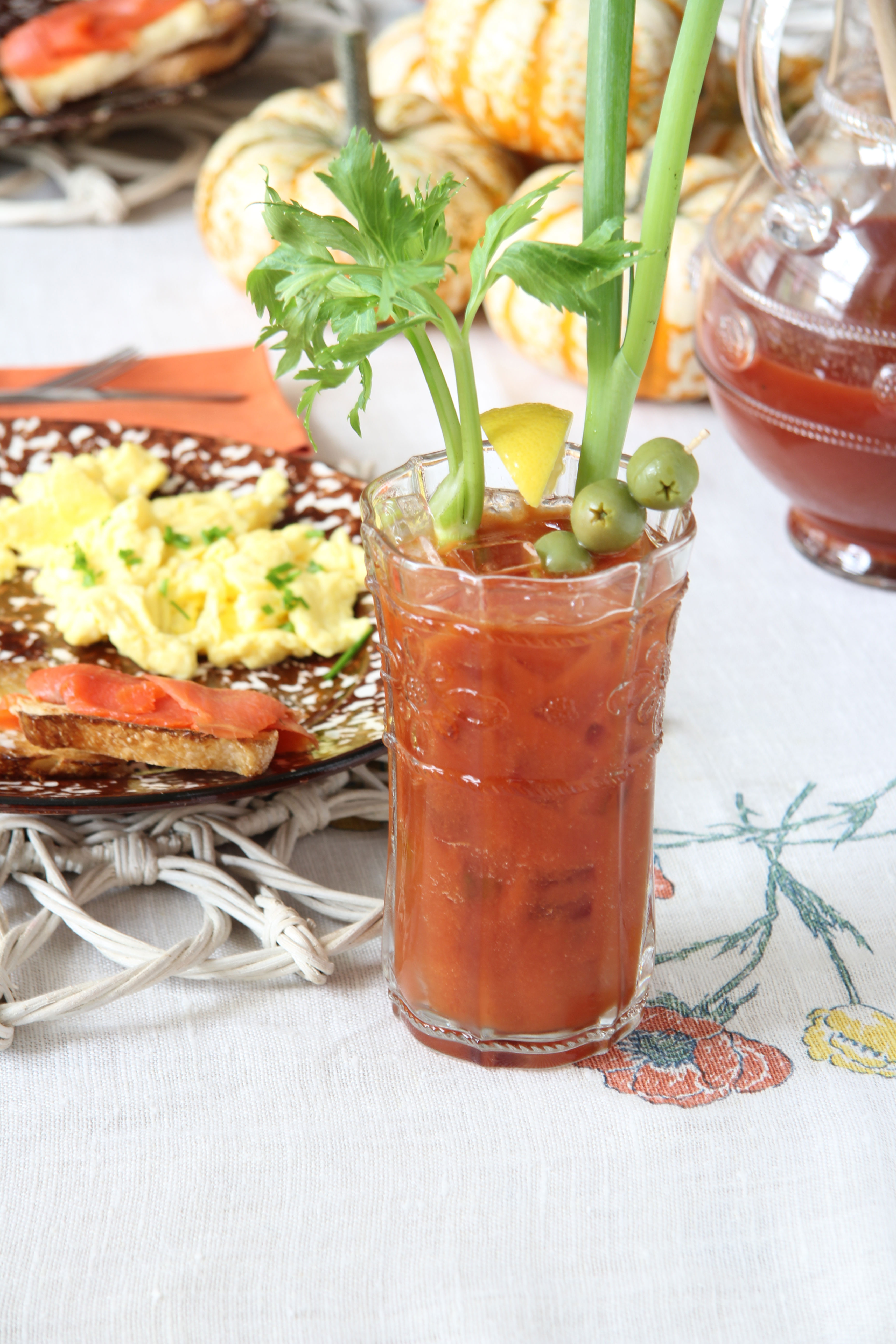 Nothing says Weekend Brunch better than a round of fresh Bloody Mary's with a garnish of celery, olives and lemon. 
