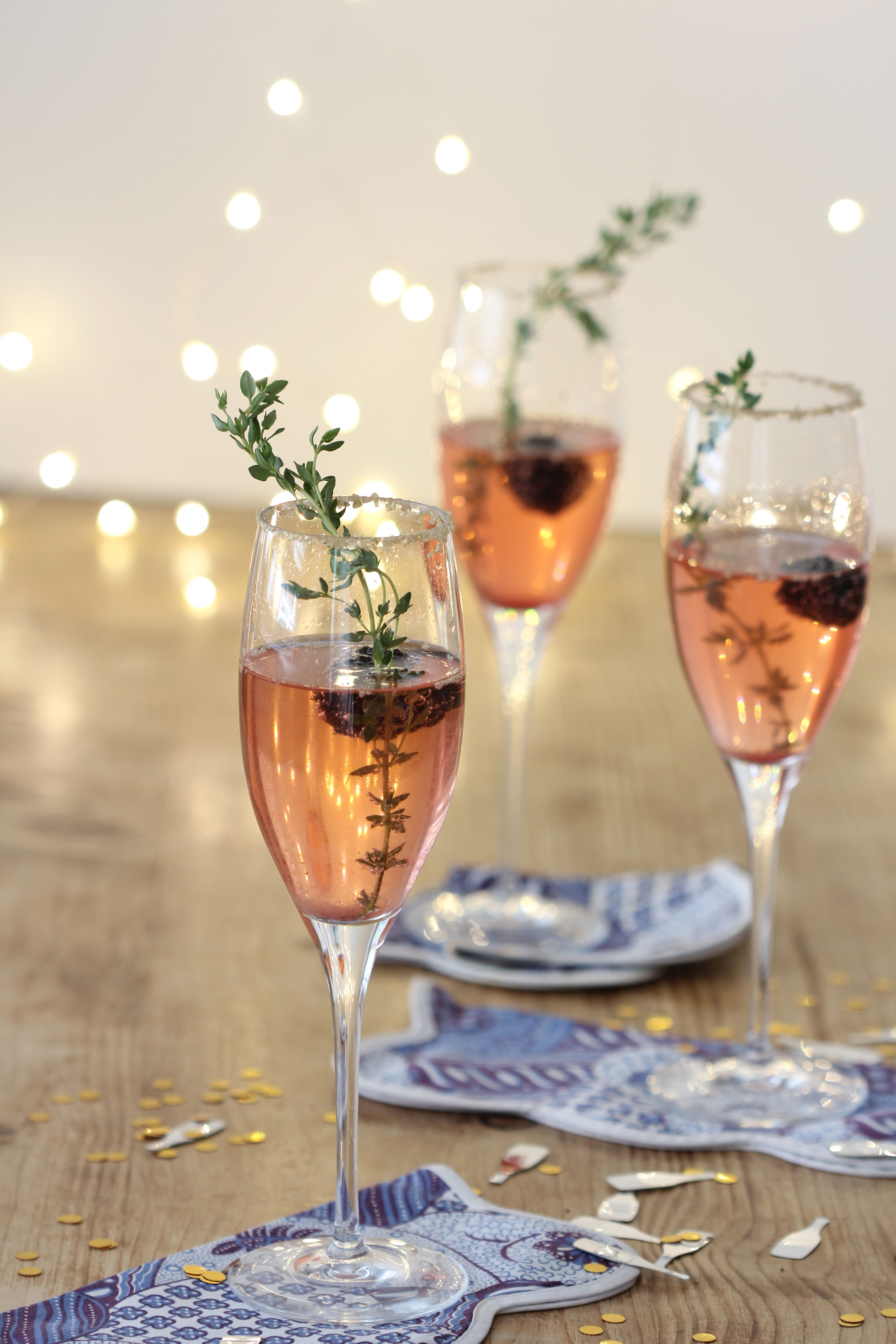 Looking for a fun, festive and delicious Cocktail for the Holidays? This Blackberry Thyme Champagne Cocktail is always a hit!