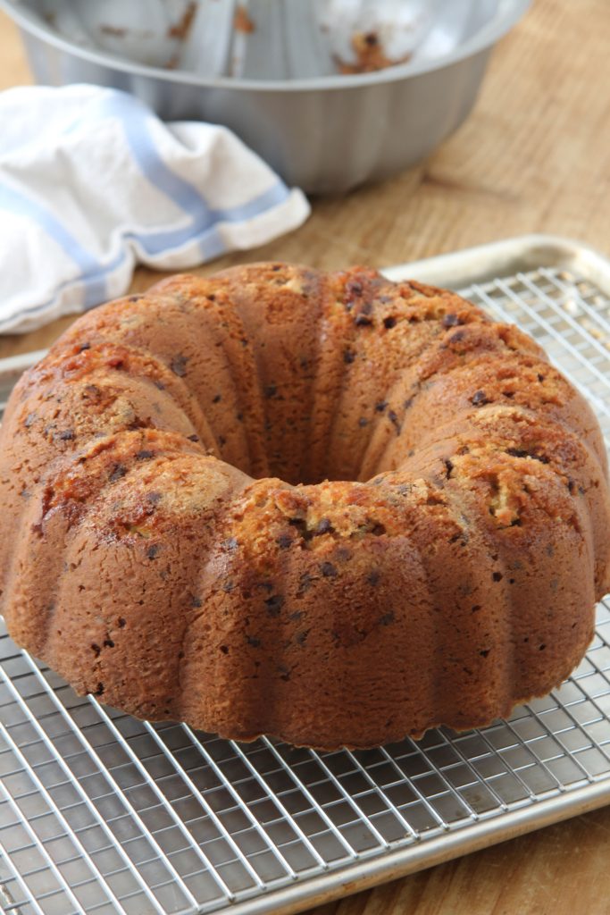 Looking for an easy, delicious, fool proof dessert for a crowd? Ridgely Brode makes a chocolate chip bundt cake on her blog Ridgely's Radar.
