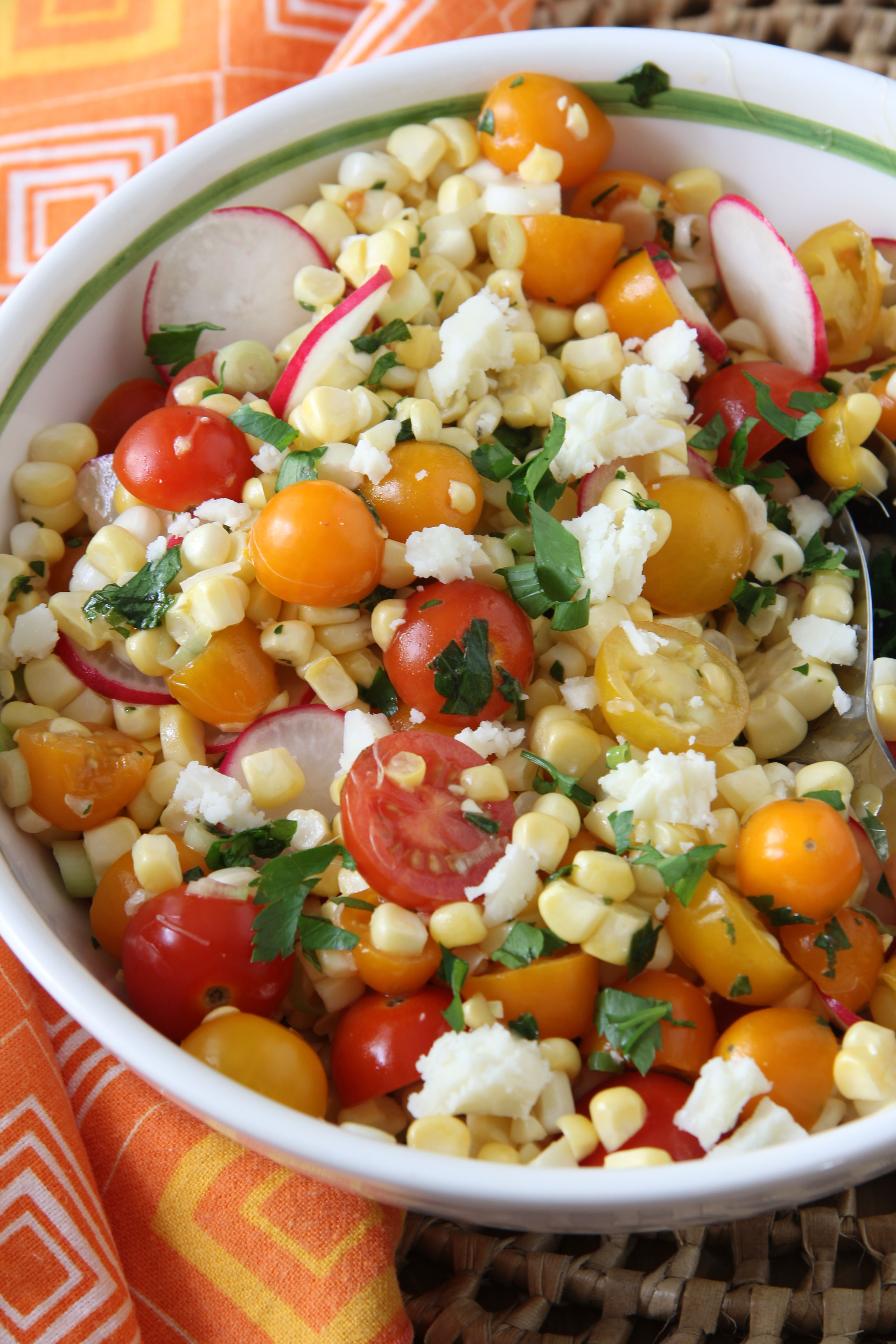 Looking for a bright, fresh corn salad to accompany their grilled steak, Ridgely Brode serves up this healthy Mexican corn salad to rave reviews.