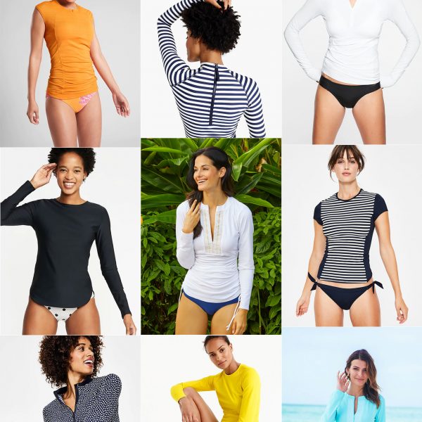Don't rely just on sunscreen to keep the burn and melanoma away! Be sure to pack one of these UPF swim shirts for your next beach or pool day!