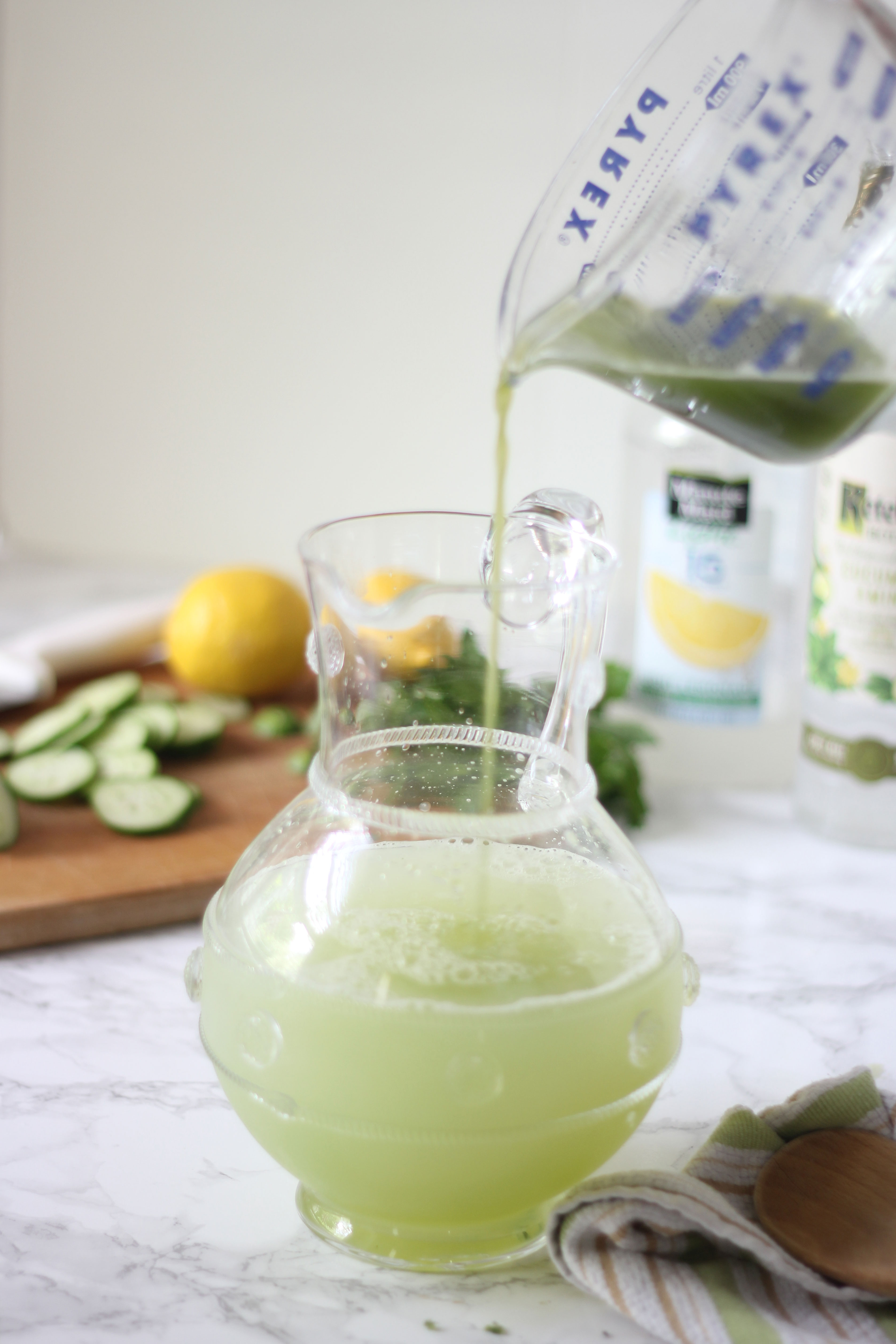 This cucumber mint spiked lemonade is refreshing, light and just the right cocktail for a hot night. Great for a party or just a few! You will love it!
