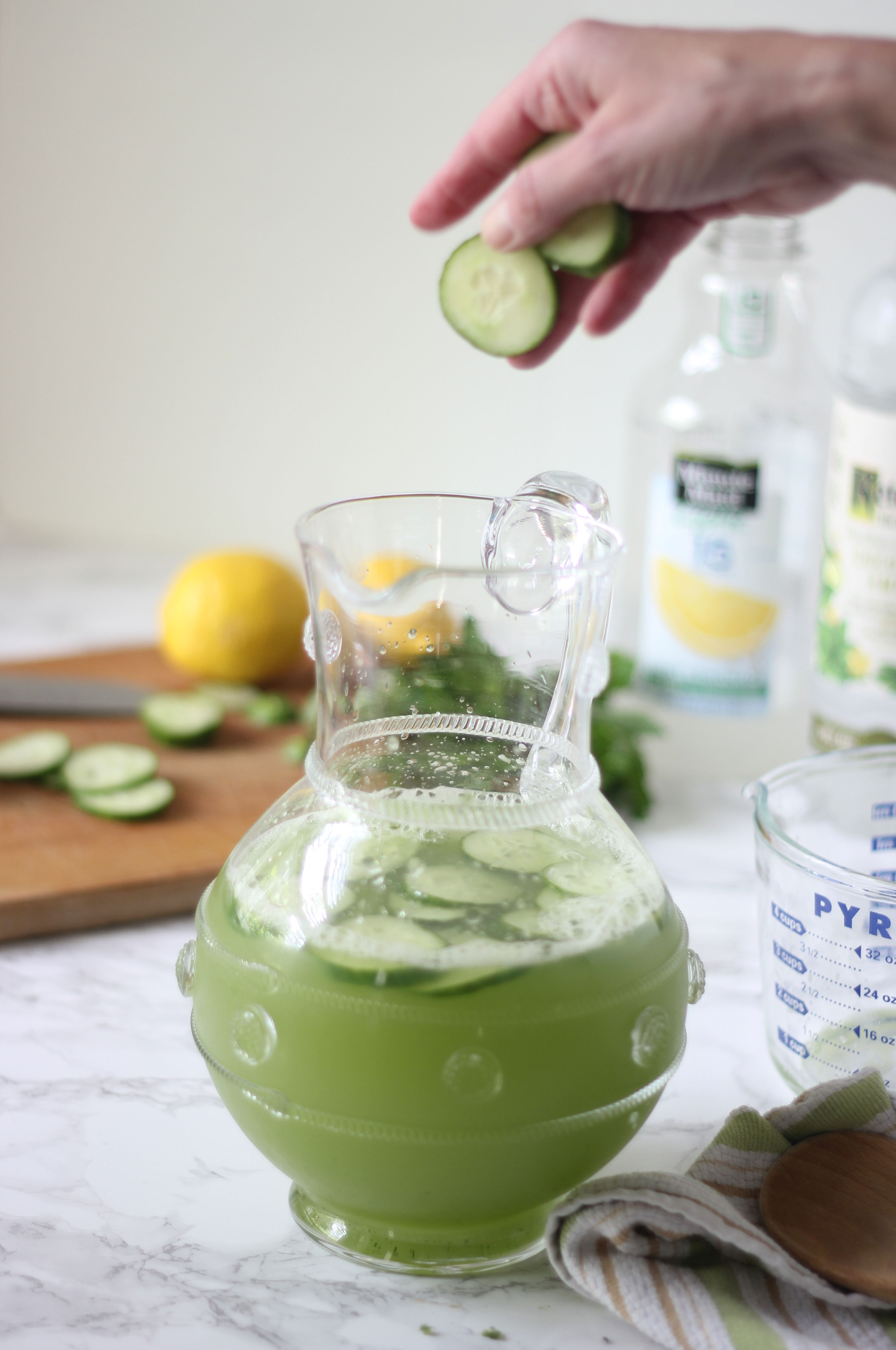 This cucumber mint spiked lemonade is refreshing, light and just the right cocktail for a hot night. Great for a party or just a few! You will love it!