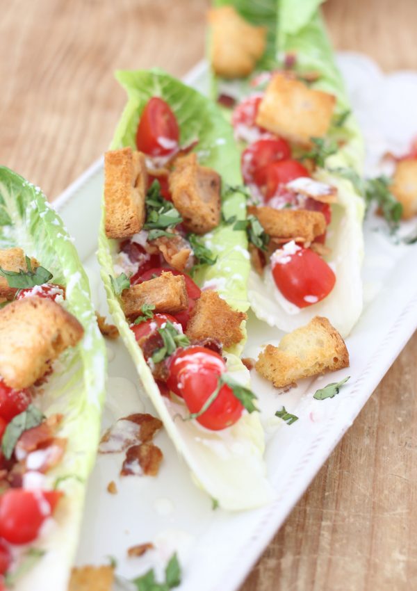 BLT Salad with Buttermilk-Parmesan Dressing and Buttery Croutons
