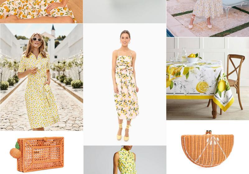 One of the happiest colors is yellow. Brighten your day with a lemon printed dress or festive lemon patterned tablecloth.
