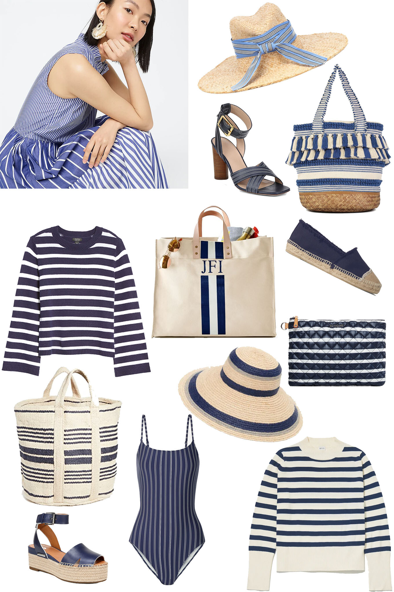 Shop these Summer Inspired blue and white stripe pieces to spruce up your quarantined wardrobe!