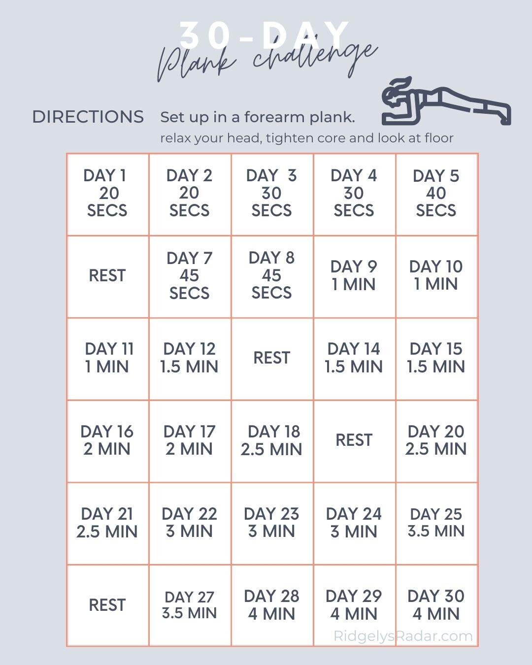 Lets strengthen our core and improve out posture with a 30 Day Plank Challenge!