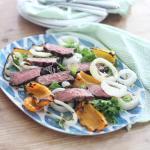 There is nothing better than a really good steak cooked on the grill! Add in some onions and peppers and make this yummy salad!