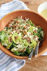 Starting off Salad Days of Summer with this crispy, crunchy, savory salad of Blue Cheese, Grape, Walnut and Romaine. YUM!