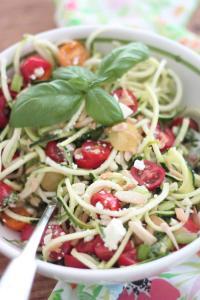 Make this fresh, crispy Zucchini Noodle salad with your favorite summer vegetables and lemon vinaigrette.