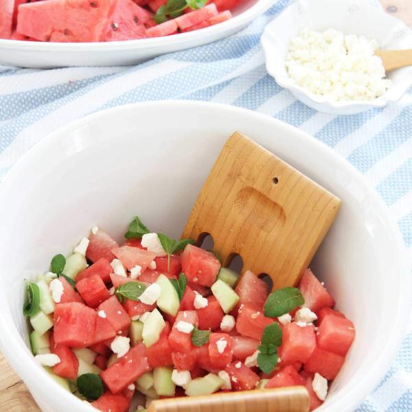 Watermelon Salad with Feta and Cucumber Recipe