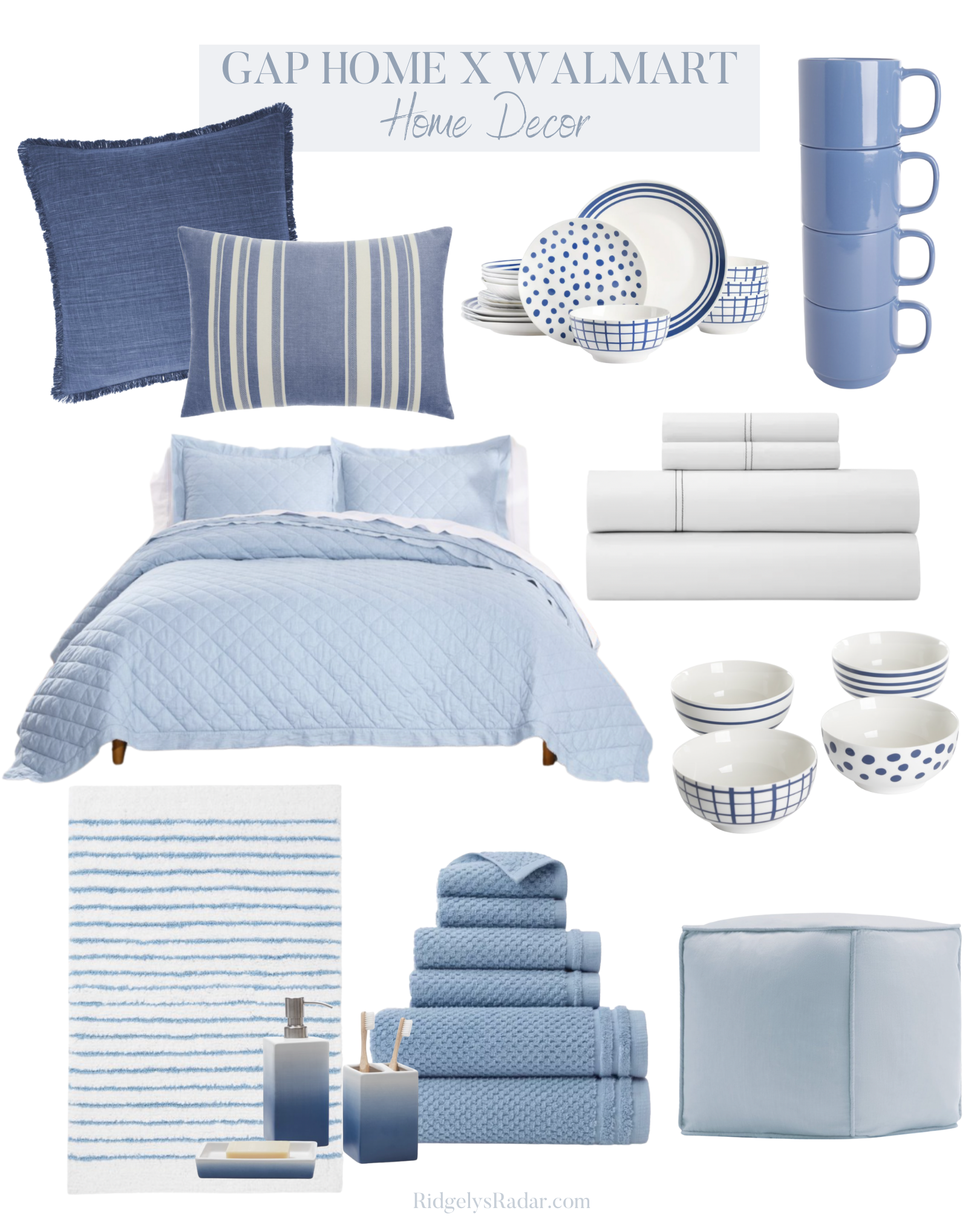 Blue and White Bedding, Bath and Dining from Gap Home at Walmart