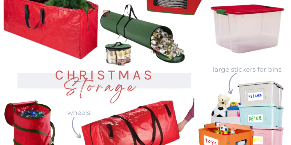 Are you ready to pack away Christmas? Organize your Christmas decorations and gift wrap with these Storage Bins, Boxes and Bags.