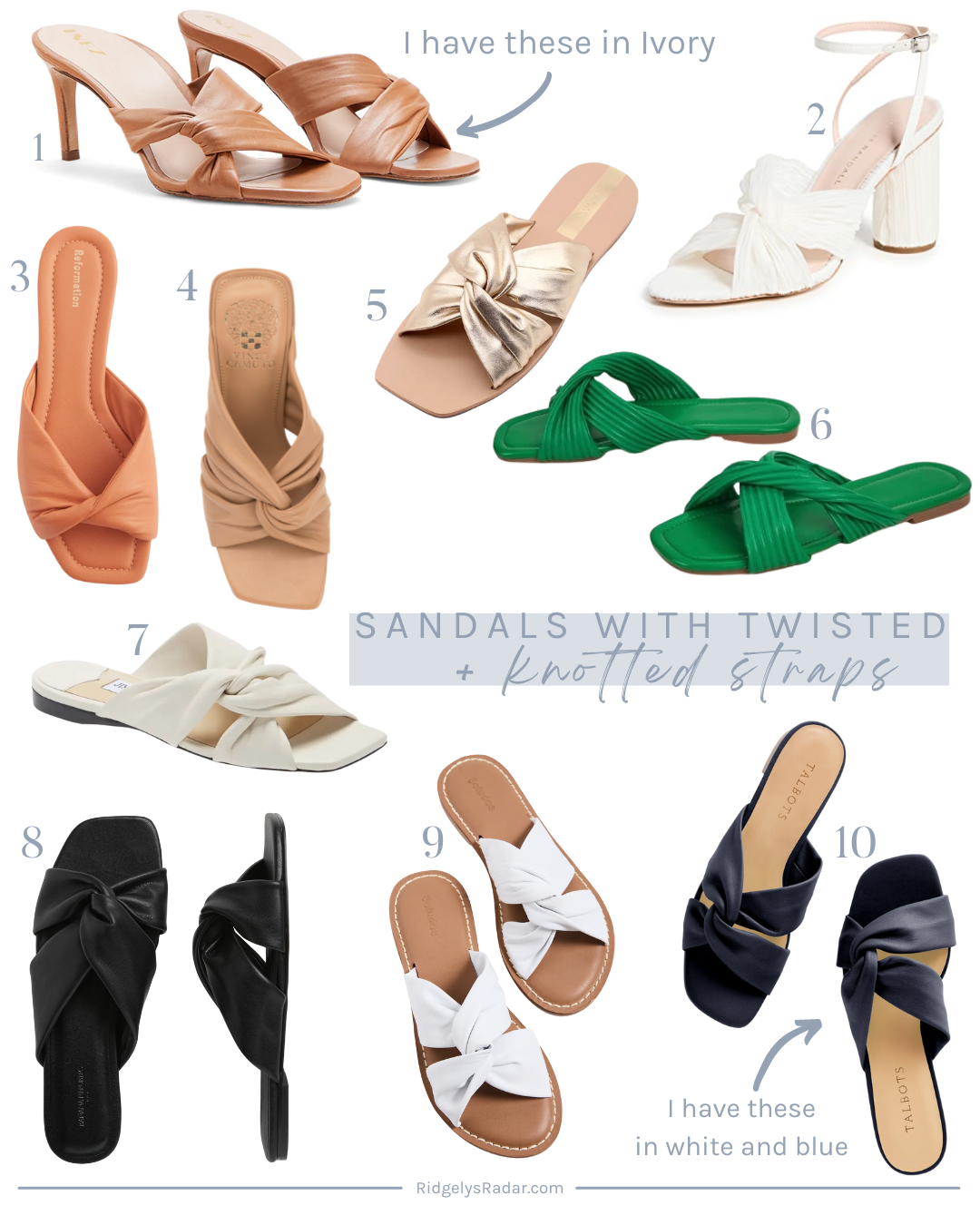 Looking for Chic and Comfortable sandals? The twisted and knotted straps are both! It is a trend that will make your feet and style happy!