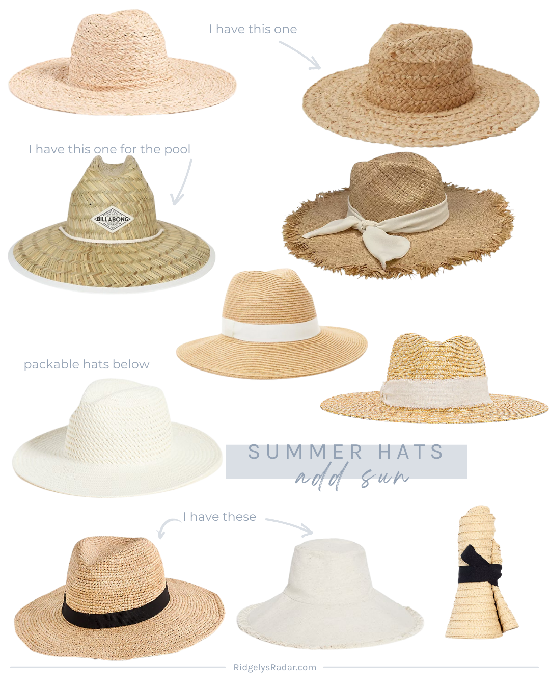 Straw hats are a Summer staple. Great for the beach, pool, around town for sun protection, plus perfect a bad hair day!
