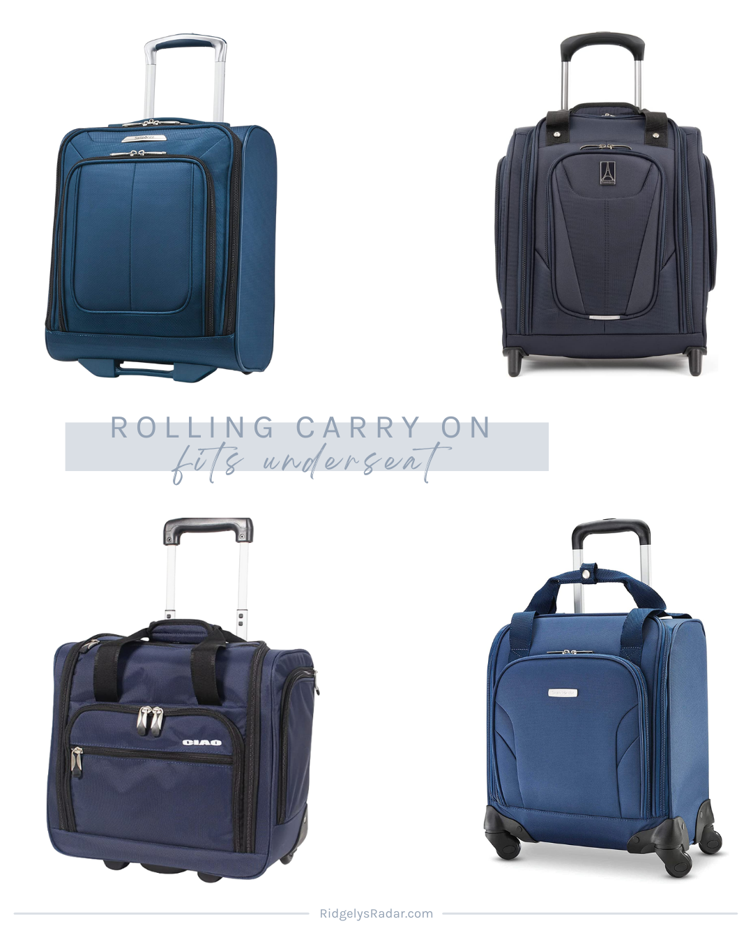 No more carrying heavy totes through airports, get one of these rolling carry on luggage that fits under the seat.