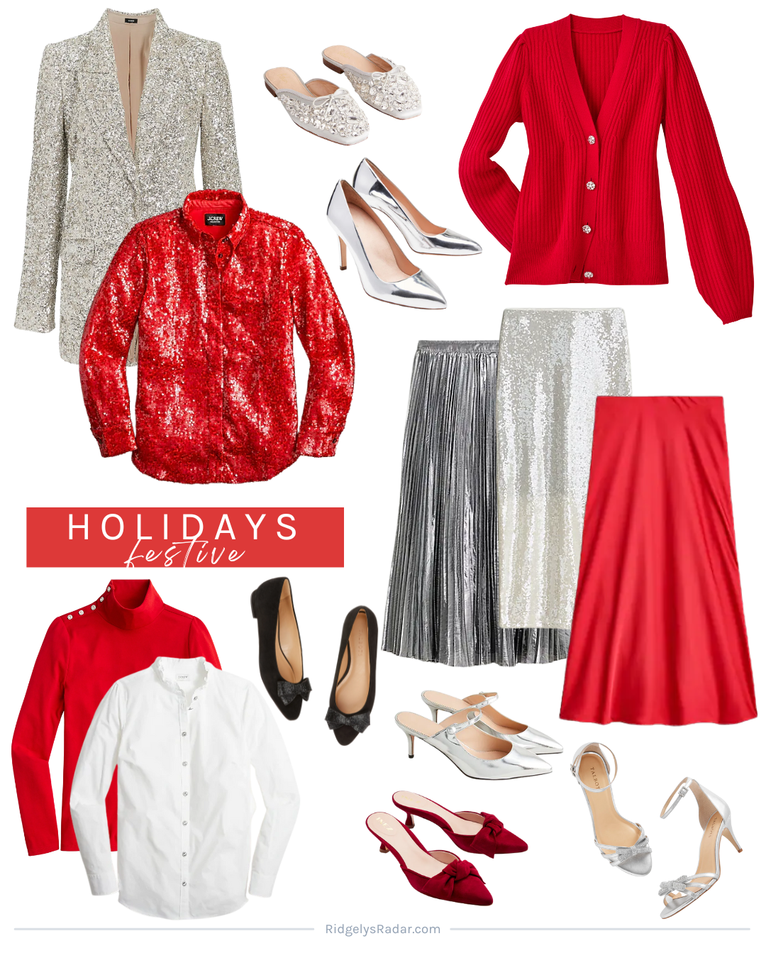 Nothing is more festive than Red and Silver Dressing for Christmas! You can mix and match all of these items for a dressy or casual look.