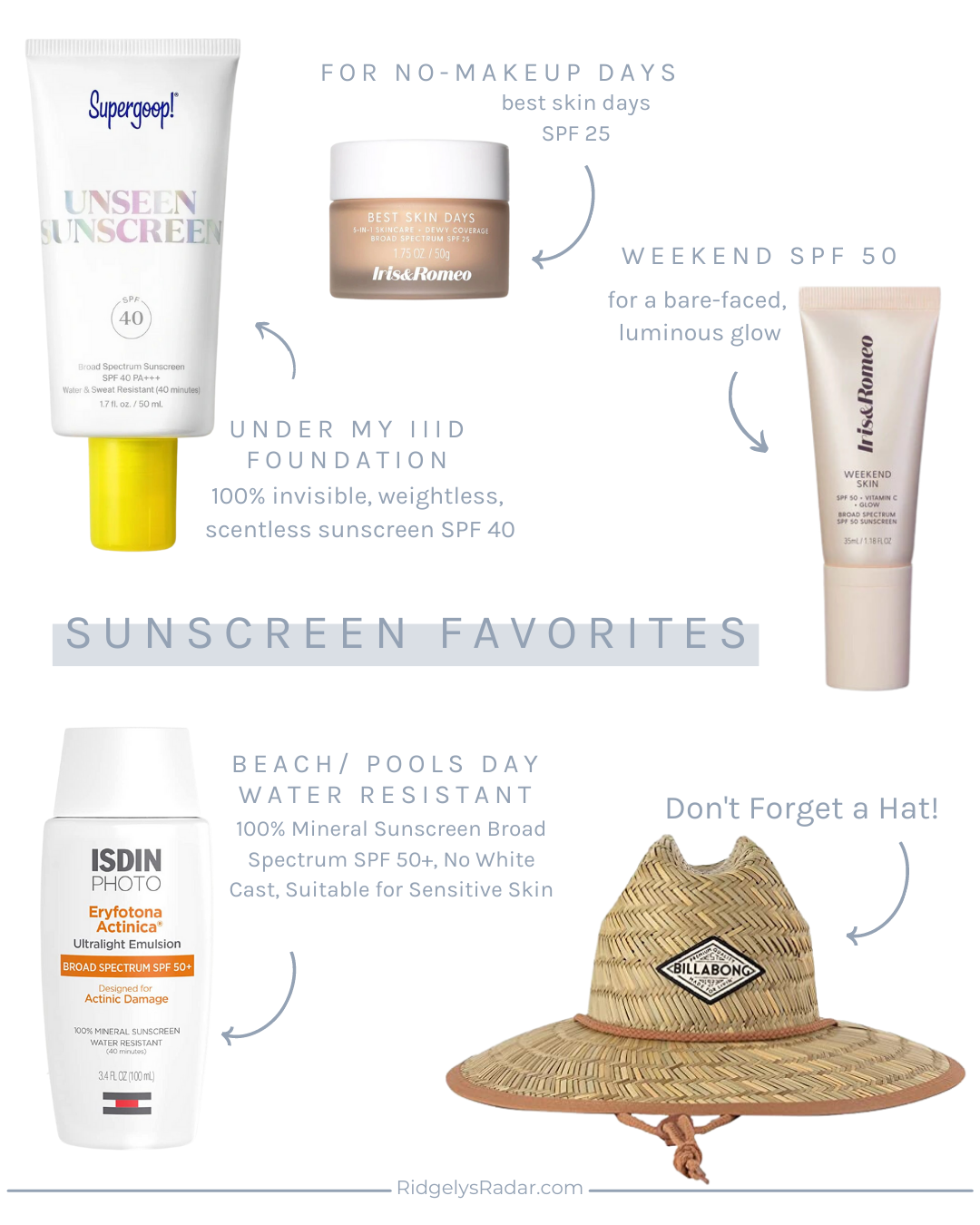 The 4 Best Face Sunscreens to protect your skin under makeup, without makeup, running errands and/ or on the beach! 
