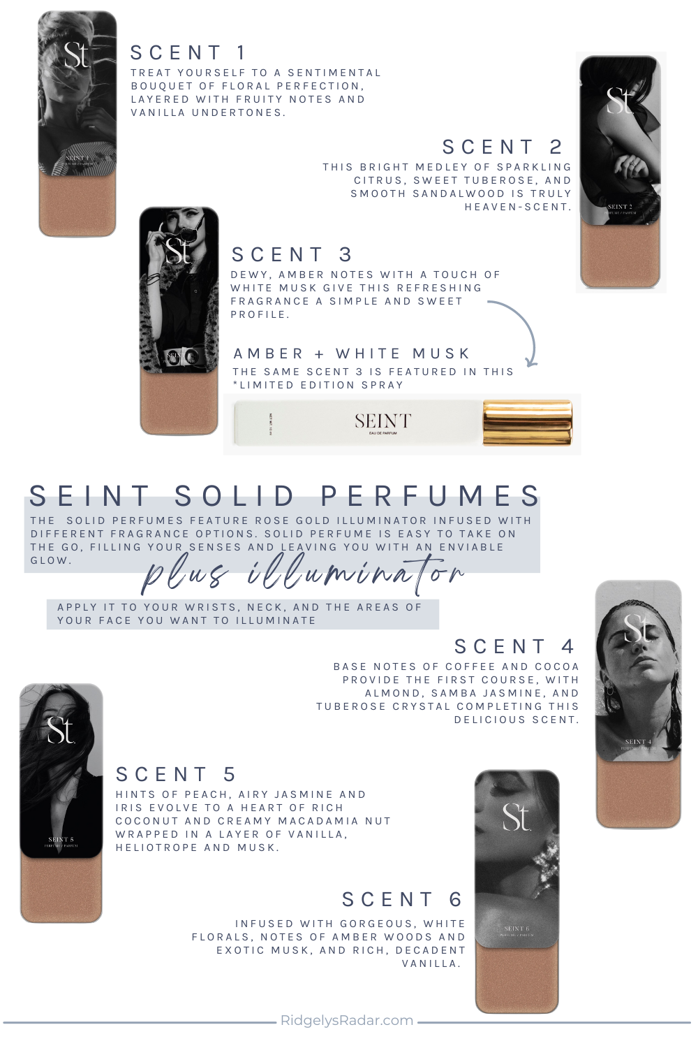 Take your perfume on the go! The Seint Solid perfume is an a Rose Gold Illuminator. A two in one product that smells divine!
