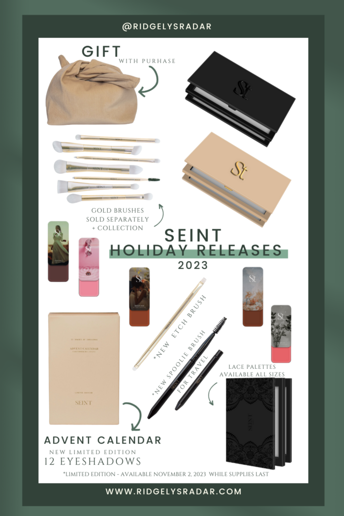 Get your Presents Early with the Seint Beauty Holiday Releases! Gorgeous Gold Brushes, New Palettes, Advent Calendar and more!