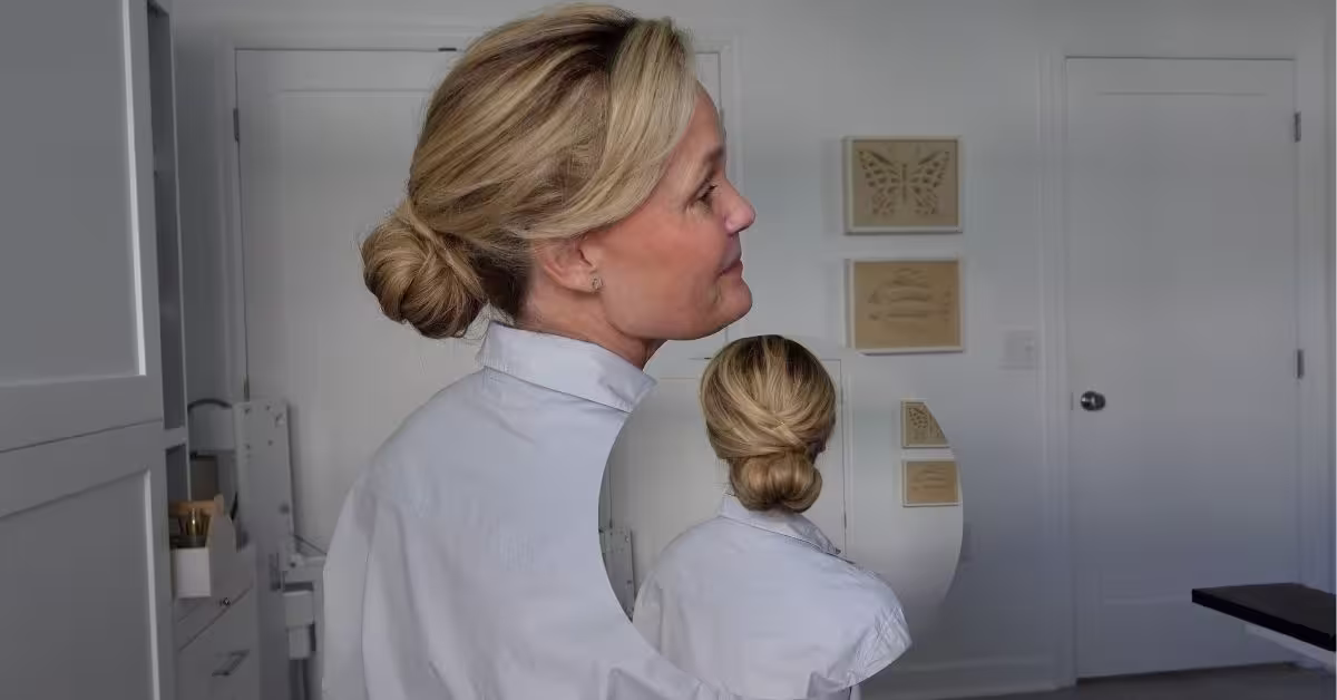 Easy low bun trick for effortless volume for women over 50.